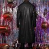 51NQQLK1CiL.jpg PU Faux Leather Long Jacket for Men's Vintage Lapel Gothic Trench Coat Outwear
