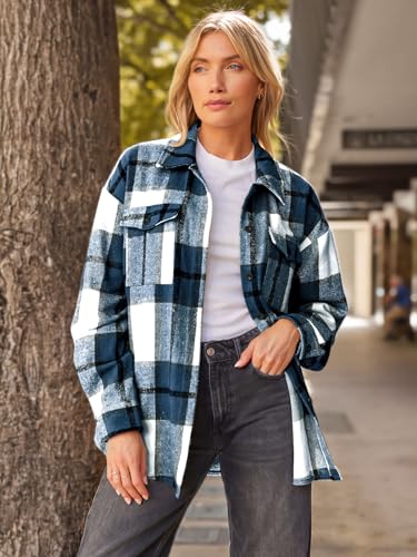 51Nmmp1CNL.jpg Womens Fall Outfits Fashion Clothes Shackets Flannel Plaid Button Down Long Sleeve Shirts Jackets