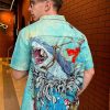 Hawaiian Shirt,Ocean Print Shirt, Short Sleeve Button Down,Regular Fit
