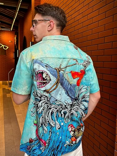 Hawaiian Shirt,Ocean Print Shirt, Short Sleeve Button Down,Regular Fit
