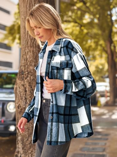 51OozF3nLJL.jpg Womens Fall Outfits Fashion Clothes Shackets Flannel Plaid Button Down Long Sleeve Shirts Jackets