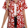 Hawaiian Shirts for Women Tropical Shirt Summer Beach Button Down Short Sleeve Blouses Floral Top Aloha Luau Outfits 2025