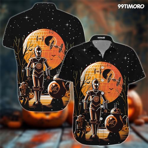 Wars Movie Hawaiian Shirt, Space Button Short Sleeve Top, Warship Themed