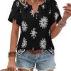 Womens Summer Tops Boho Short Sleeve Business Casual Blouses Button Down Floral Shirts Fashion Beach Vacation Clothes