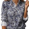 51RRVUZ-gzL.jpg Womens Button Down Shirt Long Sleeve Blouse Business Work Tops Dressy Casual Floral Printed Outfits with Pocket