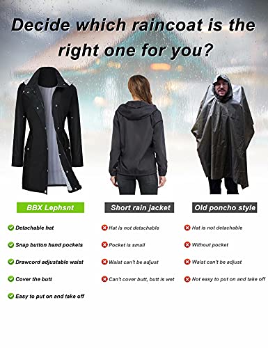 Rain Coats for Women Waterproof Rain Jacket Lightweight Windbreaker Outdoor Hooded Trench Coat