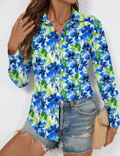 Button Down Shirts for Women Long Sleeve Wrinkle Free Dress Shirts Casual Collared Blouses Business Work Tops