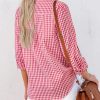 Button Down Shirts for Women Gingham Top Plaid Long Sleeve Dress Shirts Cotton Fitted Casual Work Collared Blouse