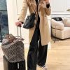 Womens Long Trench Coat Double Breasted Classic Lapel Fall Overcoat with Belt