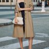 Womens Long Trench Coat Single Breasted Lapel Plaid Lined Oversized Windproof Fashion Autumn Winter Outerwear