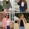 51aZ4kqfzGL.jpg Women's Sherpa Fleece Jacket Long Sleeve Faux Fuzzy Casual Zip Up Bomber Coat With Pocket S-XXL