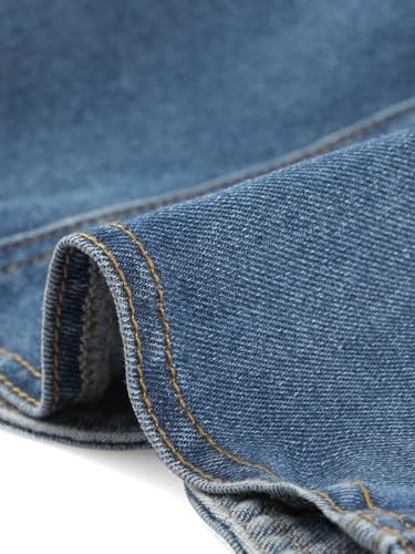 51bE3voxSRL.jpg Denim Jacket for Women's Collarless 2025 Cardigan 3/4 Sleeve Crop Jean Jackets