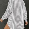 51c4moS-KFL.jpg Womens Button Down Shirts Stripe Long Sleeve Blouse Casual Work Office Shirt Oversize Tops