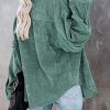 51cOq9jvlkL.jpg Womens Corduroy Button Down Shirts Boyfriend Long Sleeve Oversized Blouses Tops