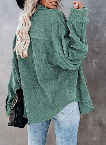 51cOq9jvlkL.jpg Womens Corduroy Button Down Shirts Boyfriend Long Sleeve Oversized Blouses Tops
