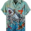 Hawaiian Shirt,Ocean Print Shirt, Short Sleeve Button Down,Regular Fit
