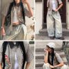 51e-PQafiIL.jpg Shirts Plaid Embroidery Short Sleeve Shirt Casual Graphic T-Shirts Men Button Down Tee Tops Oufits