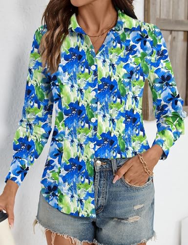 Button Down Shirts for Women Long Sleeve Wrinkle Free Dress Shirts Casual Collared Blouses Business Work Tops