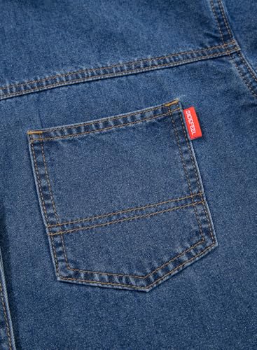 51h6niCSOCL.jpg Women Denim Shirts Oversized Long Sleeve Button Down Blouse V Neck Casual Top Shackets