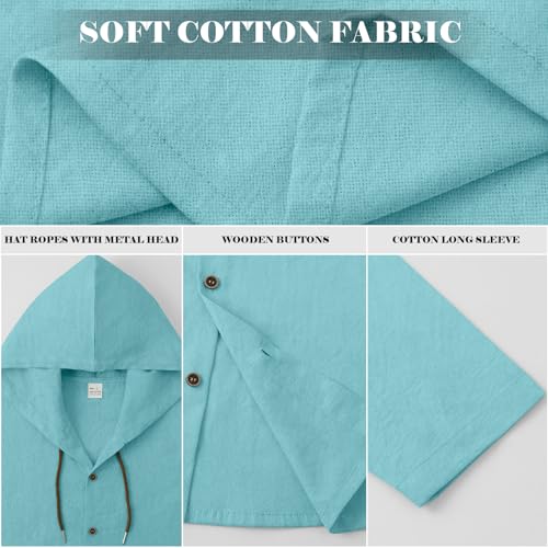 51hutgiCGzL.jpg Men Cotton Linen Long Sleeve Button Down Shirt Summer Casual Hawaiian Beach Tops Lightweight Fashion Hoodies
