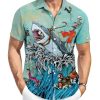 Hawaiian Shirt,Ocean Print Shirt, Short Sleeve Button Down,Regular Fit