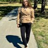 Womens Cropped Trench Coat Casual Double Breasted Short Jacket Fall Fashion Outerwear with Belt