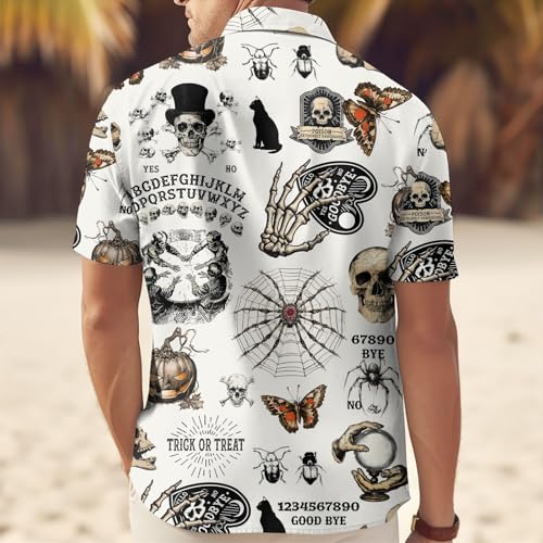 Gifts for Halloween, Halloween Button Down Shirt for Men, Skull Shirt for Men, Skull Gifts, Birthday Gifts for Men