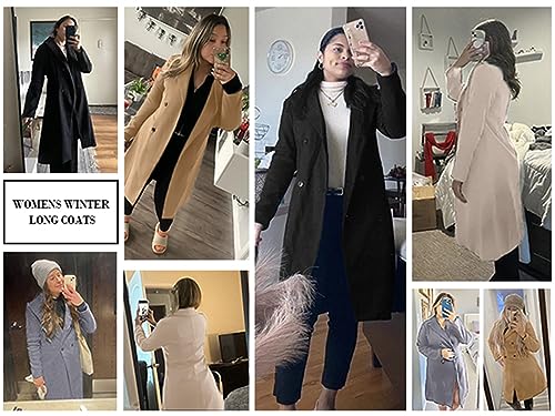 51n7WduF82L.jpg Womens Long Double Breasted Coats Lapel Collar Pea Coat Winter Slim Fit Jackets Trench Coat Outwear
