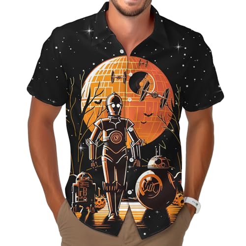 Wars Movie Hawaiian Shirt, Space Button Short Sleeve Top, Warship Themed