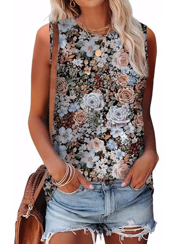 51px3dZSIcL.jpg Womens Tank Tops Eyelet Loose Casual Summer Tops Crew Neck Basic Sleeveless Shirts Trendy 2025