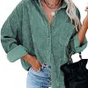 51rebgpQcpL.jpg Womens Corduroy Button Down Shirts Boyfriend Long Sleeve Oversized Blouses Tops
