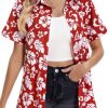Hawaiian Shirts for Women Tropical Shirt Summer Beach Button Down Short Sleeve Blouses Floral Top Aloha Luau Outfits 2025