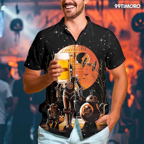 Wars Movie Hawaiian Shirt, Space Button Short Sleeve Top, Warship Themed