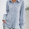 Womens Shirts Button Down Printed Lantern Long Sleeve Blouse Fashion Casual Tops 2025