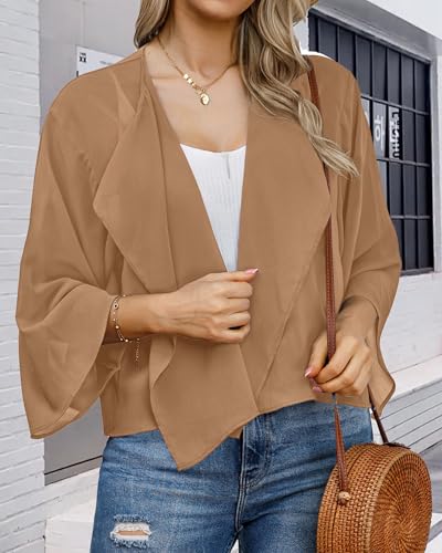 51w9SzNlFpL.jpg Womens Summer Tops Short Shrugs Kimono Cardigans Casual Chiffon Bolero Jackets