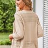 51wJGHFbVSL.jpg Women's 2025 Cropped Cardigan 3/4 Sleeve Lightweight Crochet Shrug Hollowed-Out Knit Sweater Tops