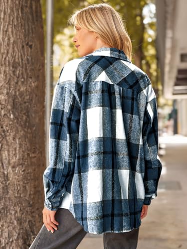 51wbWZK7pCL.jpg Womens Fall Outfits Fashion Clothes Shackets Flannel Plaid Button Down Long Sleeve Shirts Jackets