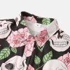 Halloween Shirt Men Fun Pumpkins Skull Short Sleeve Button Down Hawaiian Holiday Shirts