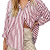 51wyfNDwq4L.jpg Women's Blouses Striped Long Sleeve Shirts Button Down Loose Fit Casual Tops