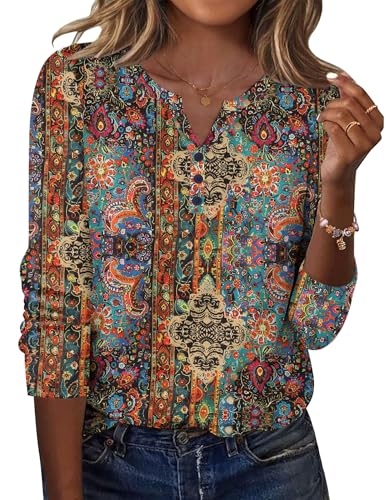 Long Sleeve Shirts for Women Casual V Neck Fall Tops Dressy Summer Work Blouses Clothes