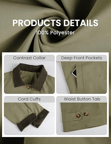 51xO96tSbFL.jpg Womens Contrast Collar Jacket Casual Button Down Long Sleeves Crop Trench Coat Outerwear with Pockets