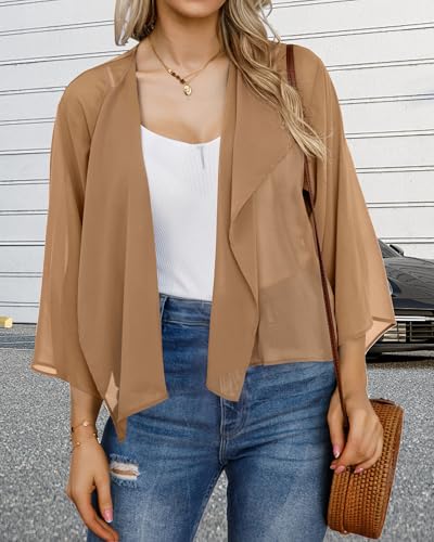 51yzIlA5M6L.jpg Womens Summer Tops Short Shrugs Kimono Cardigans Casual Chiffon Bolero Jackets