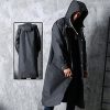 Men Black Waterproof Long Raincoat Rain Coat Hooded Trench Jacket Outdoor Hiking -yuyi
