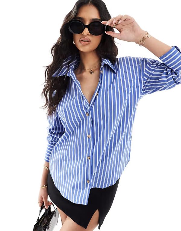 61Zjd1hTv9L.jpg Women's Striped Button Down Shirts Casual Long Sleeve Boyfriend Loose Collared Blouses Tops