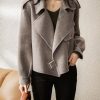 61ca2w3xQ3L.jpg Women Cropped Wool Coats Notched Lapel Pea Coat Open Front Trench Overcoat Jackets with Pockets