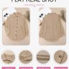 Womens Waffle Knit Shacket Jacket Casual Long Sleeve Button Down Shirts Dressy Blouses Tops